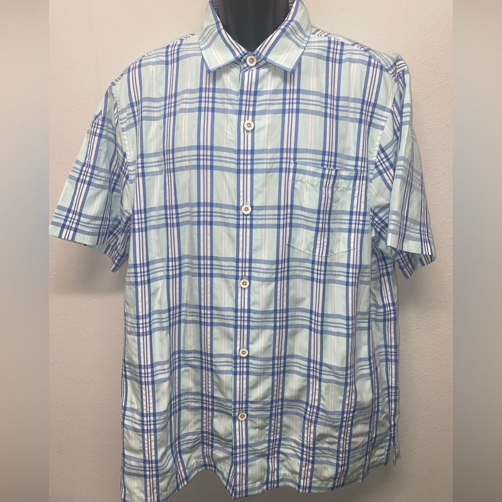 Tommy Bahama Men's Short Sleeve Plaid Button Up Size Large